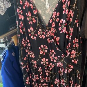 Catherines Black Dress with Pink Floral Design